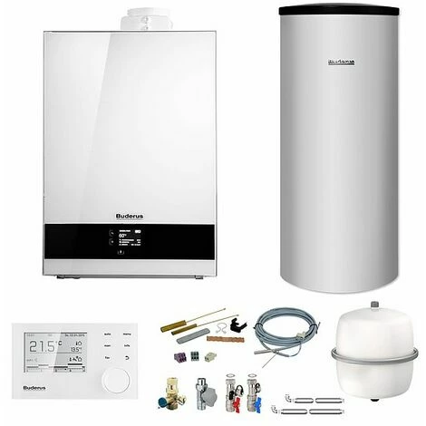 Buderus GB192i Logaplus Gas-Brennwert Heizungspaket W50 Mit Regelung RC310 In Weiß Und SU200 Speicher, 15 KW 3 Buderus GB192i Logaplus Gas-Brennwert Heizungspaket W50 Mit Regelung RC310 In Weiß Und SU200 Speicher, 15 KW