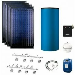 Buderus Solaranlage Logaplus S75 - 4 Kollektoren (9,48m²) SKN4.0-s Mit Kombispeicher Logalux P750 S Blau - 7739612881