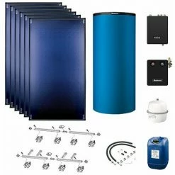 Buderus Solaranlage Logaplus S94 - 6 Kollektoren (15,3m²) SKT1.0-s Mit Pufferspeicher PNR1000 Blau Und Frischwasserstation - 7739610797
