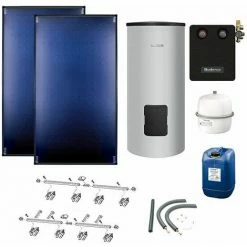 Buderus Solaranlage Logaplus S86 - 2 Kollektoren (5,1m²) SKT1.0-s Mit Solarspeicher Logalux SM300-C Silber - 7739612842
