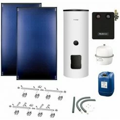 Buderus Solaranlage Logaplus S86 - 2 Kollektoren (5,1m²) SKT1.0-s Mit Solarspeicher Logalux SM310-B Weiß - 7739618395