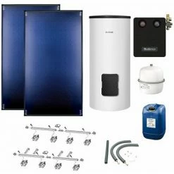 Buderus Solaranlage Logaplus S86 - 2 Kollektoren (5,1m²) SKT1.0-s Mit Solarspeicher Logalux SM300-C Weiß - 7739602996