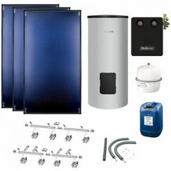 Buderus Solaranlage Logaplus S86 - 3 Kollektoren (7,65m²) SKT1.0-s Mit Solarspeicher Logalux SM400-B Silber - 7739618399
