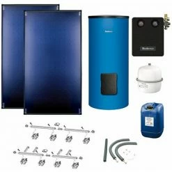 Buderus Solaranlage Logaplus S86 - 2 Kollektoren (5,1m²) SKT1.0-s Mit Solarspeicher Logalux SM300-C Blau - 7739602995
