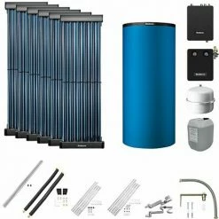 Buderus Solaranlage Logaplus S83 - 6 Kollektoren (7,32m²) SKR10 CPC Mit Pufferspeicher PNR750 Blau Und Frischwasserstation - 7739610771