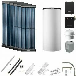 Buderus Solaranlage Logaplus S83 - 6 Kollektoren (7,32m²) SKR10 CPC Mit Pufferspeicher PNR750 Weiß Und Frischwasserstation - 7739610772