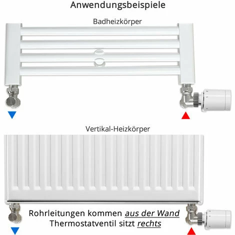 BUDERUS Anschluss-Set Für Vertikal- & Badheizkörper - Winkel-Eck, Thermostatventil Zur Seite, Rechts 4 BUDERUS Anschluss-Set Für Vertikal- & Badheizkörper - Winkel-Eck, Thermostatventil Zur Seite, Rechts – Bild 2