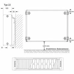Kompakt-Heizkörper Buderus Logatrend C-Plan H 500 Mm L 600 Mm Typ 22 - 690/439 Watt -BUDERUS GESCHÄFT 9177682 5