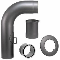 Buderus Abgasrohr-Set Ø 150 Mm Für Kaminofen - Gussgrau Lackiert - 4-teilig - Mit Tür Und Drosselklappe