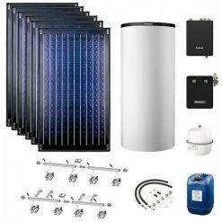 Buderus Solaranlage Logaplus S77 - 6 Kollektoren (14,22m²) SKN4.0-s Mit Pufferspeicher PNR1000 Weiß Und Frischwasserstation - 7739610786