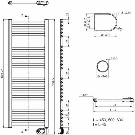 Elektro-Badheizkörper Buderus Therm Direct E Mit Raumtemperaturregler - Höhe 1.220 Mm X Breite 500 Mm 4 Elektro-Badheizkörper Buderus Therm Direct E Mit Raumtemperaturregler - Höhe 1.220 Mm X Breite 500 Mm – Bild 2