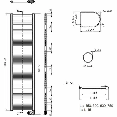 Elektro-Badheizkörper Buderus Therm Direct E Mit Raumtemperaturregler - Höhe 1.820 Mm X Breite 450 Mm 4 Elektro-Badheizkörper Buderus Therm Direct E Mit Raumtemperaturregler - Höhe 1.820 Mm X Breite 450 Mm – Bild 2